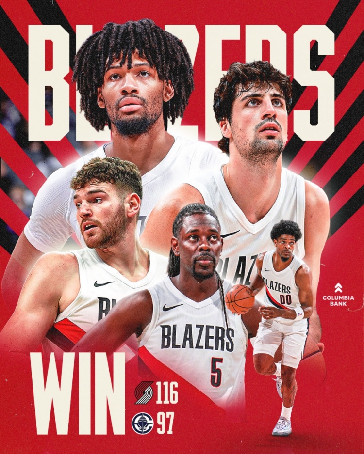 v站体育-卡位战大胜快船！开拓者官推晒海报：BLAZERS WIN！！